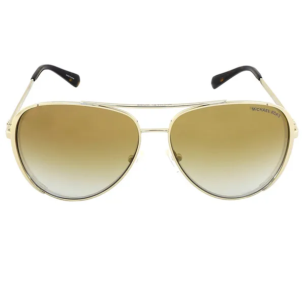 Kính Mát Nữ Michael Kors MK Chelsea Bright Gold Grey Gradient Mirror Pilot Ladies Sunglasses MK1101B 1014GO 60 Màu Vàng
