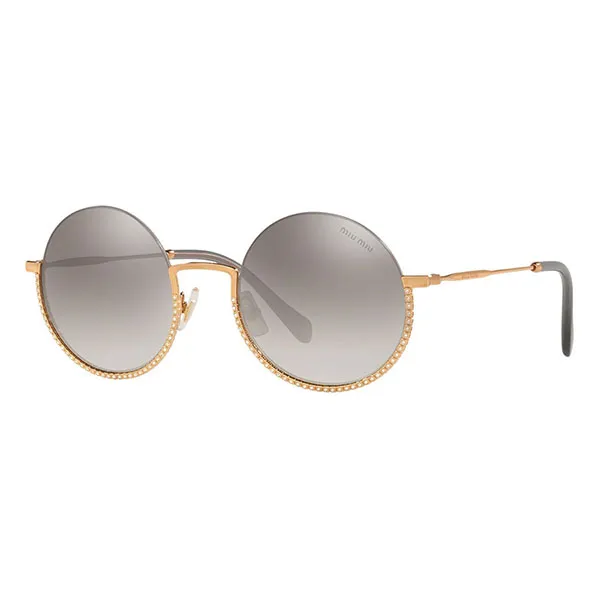 Kính Mát Nữ Miu Miu Round Crystal-Embellished Sunglasses 0MU 69US 70E50052 Màu Vàng