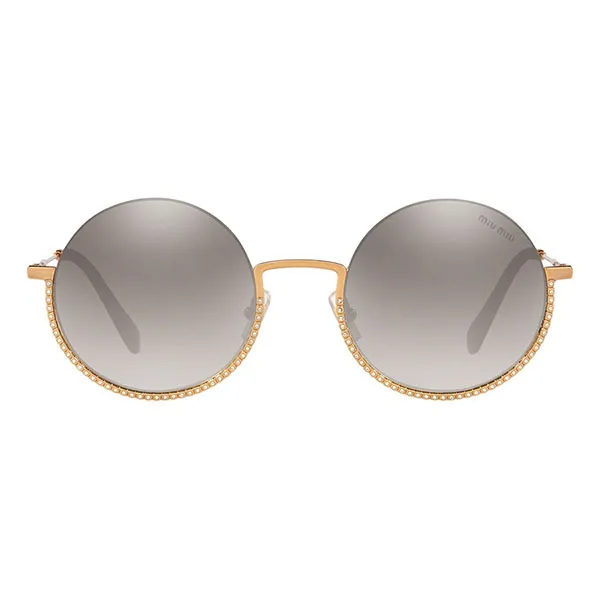 Kính Mát Nữ Miu Miu Round Crystal-Embellished Sunglasses 0MU 69US 70E50052 Màu Vàng