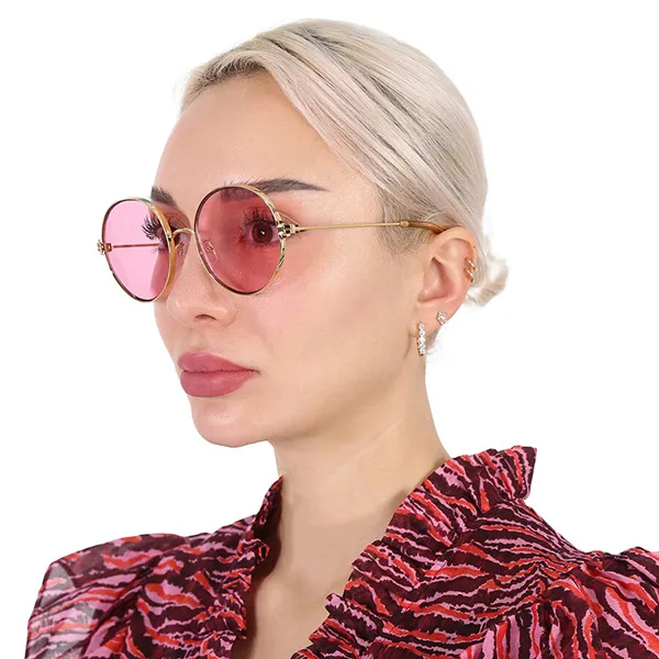 Kính Mát Nữ Tory Burch Pink Round Ladies Sunglasses TY6096 336084 54 Màu Hồng