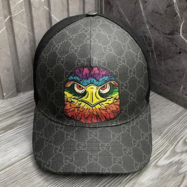 Mũ Gucci Eagle Print Baseball Cap Màu Đen Xám 99% Size L