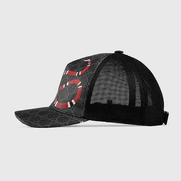 Mũ Gucci Kingsnake Print GG Supreme Baseball Black Màu Đen Size M - 3
