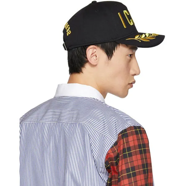 Mũ Nam Dsquared2 Icon Embroidery Maple Leaf Cap Màu Đen Vàng