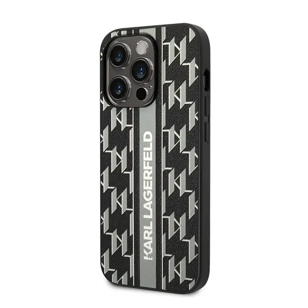 Ốp Điện Thoại Karl Lagerfeld With Monogram Pattern & Vertical Logo Compatble iPhone 14 Pro Max Màu Đen - Phụ Kiện Công Nghệ - Vua Hàng Hiệu