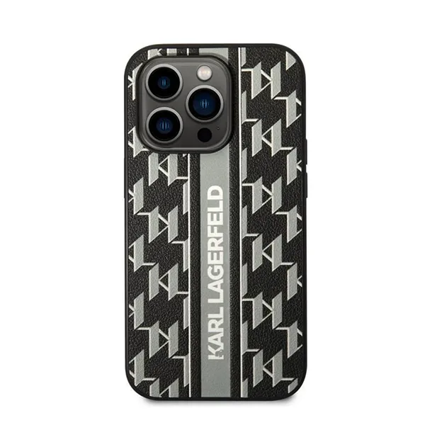 Ốp Điện Thoại Karl Lagerfeld With Monogram Pattern & Vertical Logo Compatble iPhone 14 Pro Max Màu Đen - Phụ Kiện Công Nghệ - Vua Hàng Hiệu