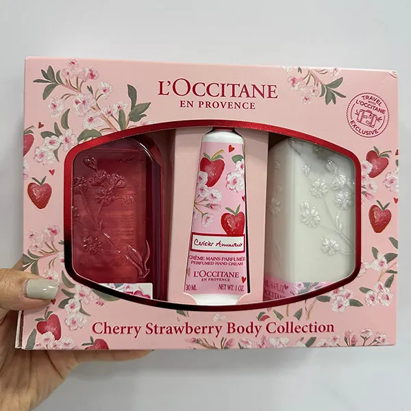 Set Chăm Sóc Da L'Occitane Cherry Strawberry Body Collection 3 Món - Mỹ phẩm - Vua Hàng Hiệu