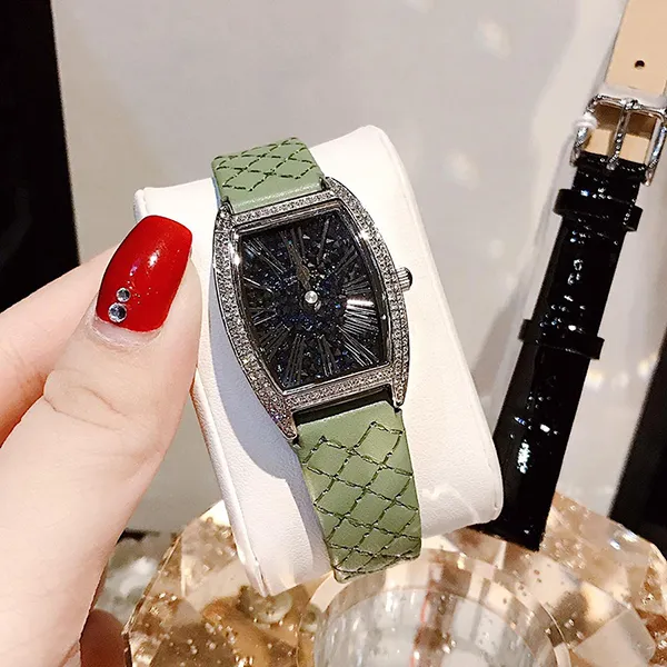 Set Đồng Hồ Nữ Davena Leather Swarovski Màu Xanh Đen