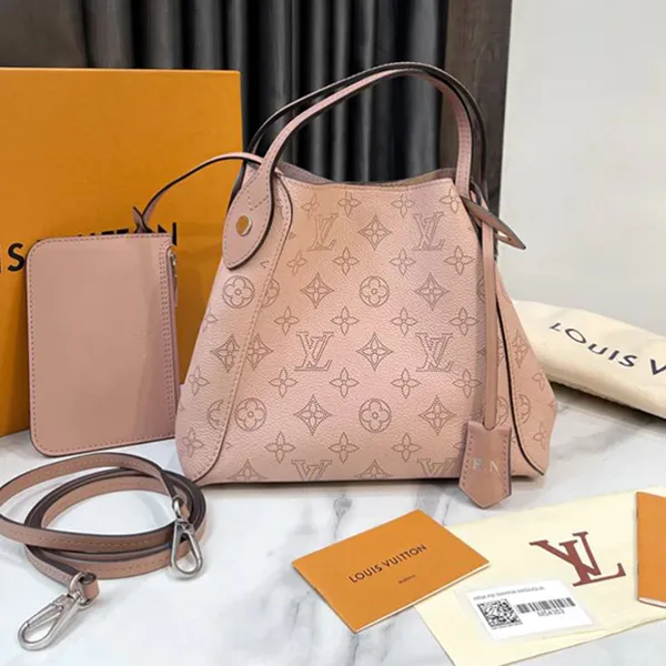 Set Túi Xách Nữ Louis Vuitton LV Mahina Hina PM Magnolia 2WAY Bag Màu Hồng Nude