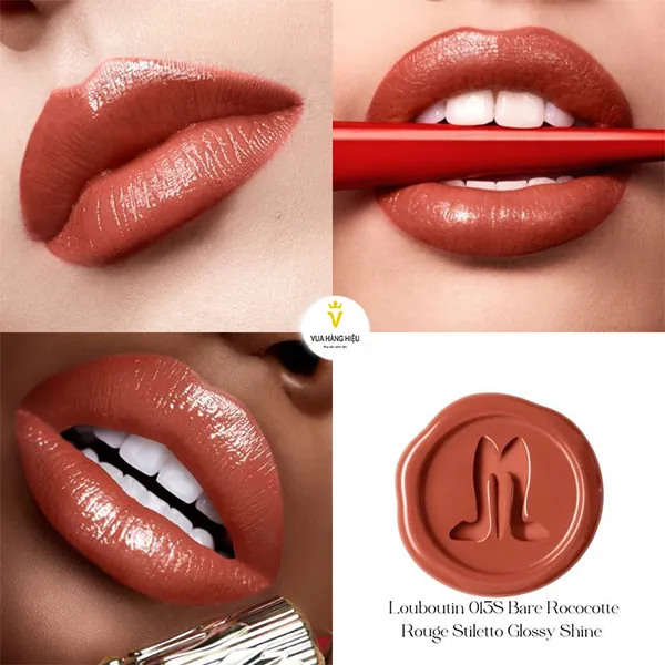 Son Christian Louboutin Rouge Stiletto Glossy Shine Lipstick 013S Bare Rococotte Màu Cam Đất