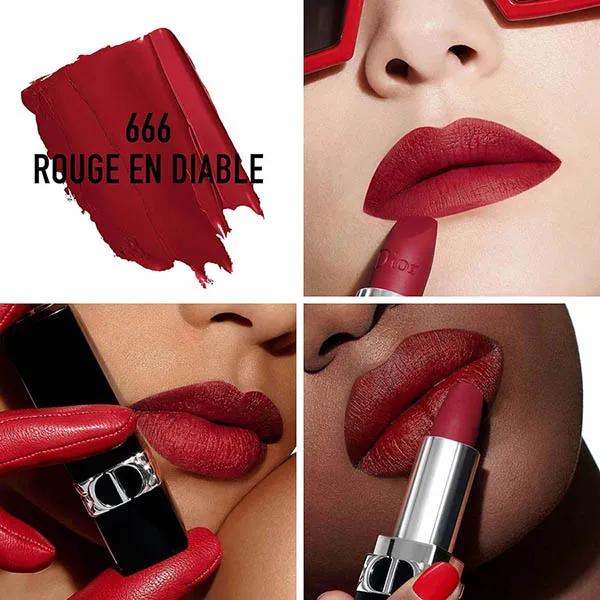 Son Dior Rouge Dior Refillable Lipstick 666 Rouge En Diable Matte Màu Đỏ Đậm - Son Môi - Vua Hàng Hiệu