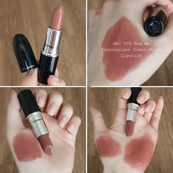 Son MAC Lustreglass Sheer Shine Lipstick 508 Hug Me Màu Hồng Trà Sữa - Son Môi - Vua Hàng Hiệu