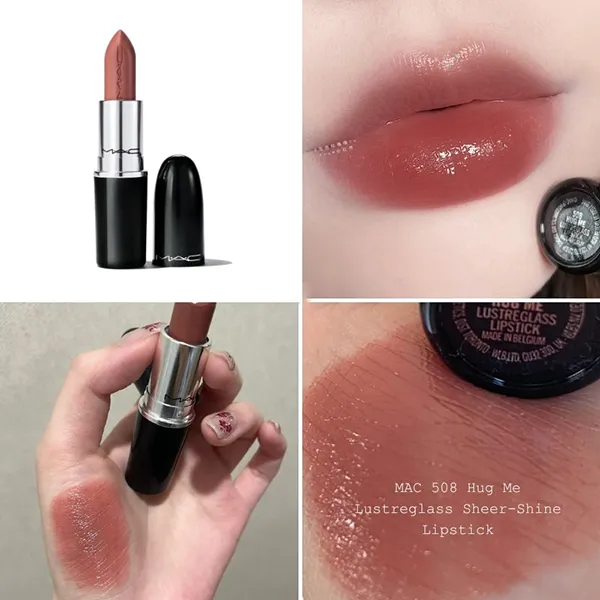 Son MAC Lustreglass Sheer Shine Lipstick 508 Hug Me Màu Hồng Trà Sữa - Son Môi - Vua Hàng Hiệu