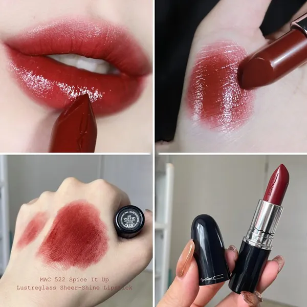 Son MAC Lustreglass Sheer Shine Lipstick 522 Spice It Up Màu Đỏ Berry