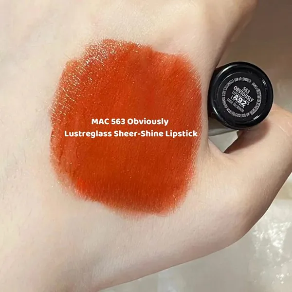 Son MAC Lustreglass Sheer Shine Lipstick 563 Obviously Màu Cam Gạch - Son Môi - Vua Hàng Hiệu
