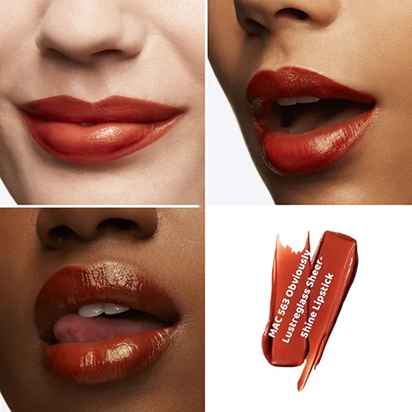 Son MAC Lustreglass Sheer Shine Lipstick 563 Obviously Màu Cam Gạch - Son Môi - Vua Hàng Hiệu