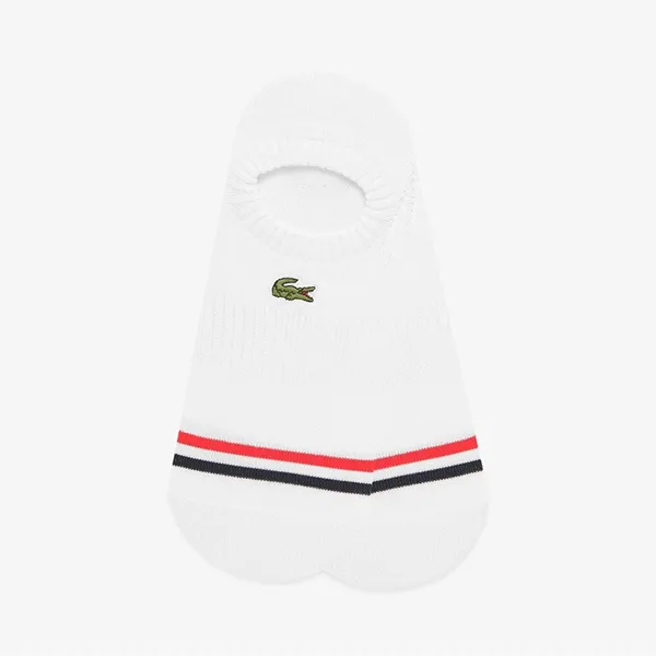 Tất Nam Lacoste Men's Color Block Socks RA677E-53GR 001 Màu Trắng Kẻ Đỏ