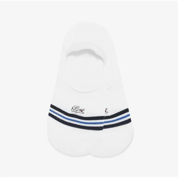 Tất Nam Lacoste Men's Color Block Socks RA682E-53G 001 Màu Trắng Phối Kẻ Xanh Dương