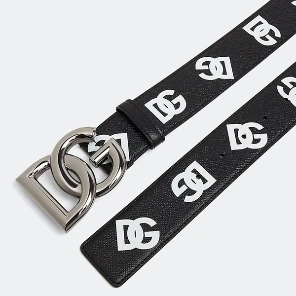 Thắt Lưng Nam Dolce & Gabbana D&G Leather Belt With Logo Pattern BC4646 Màu Đen Size 90