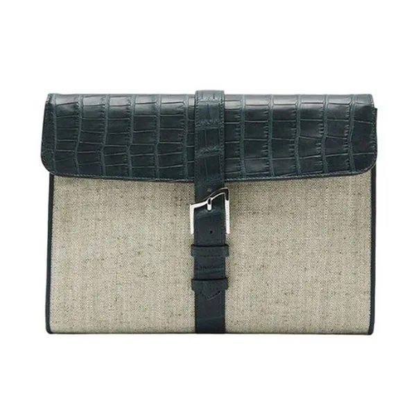 Túi Cầm Tay Nam Biagini Clutch Canvas Green Màu Xanh