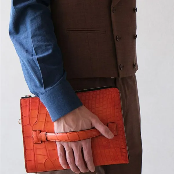Túi Cầm Tay Nam Biagini Clutch Patin Orange Màu Cam
