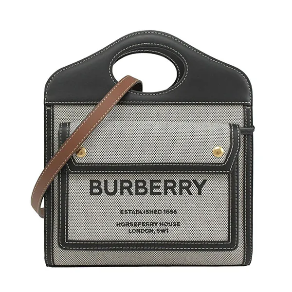 Túi Đeo Chéo Nữ Burberry Mini Tri-Tone Pocket Contrasting Color Bag Màu Xám Đen