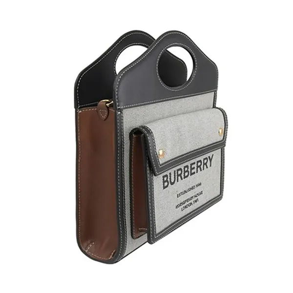 Túi Đeo Chéo Nữ Burberry Mini Tri-Tone Pocket Contrasting Color Bag Màu Xám Đen