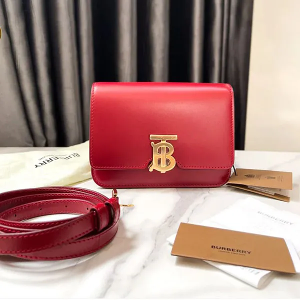 Túi Đeo Chéo Nữ Burberry TB Mini Dark Carmine Leather Màu Đỏ