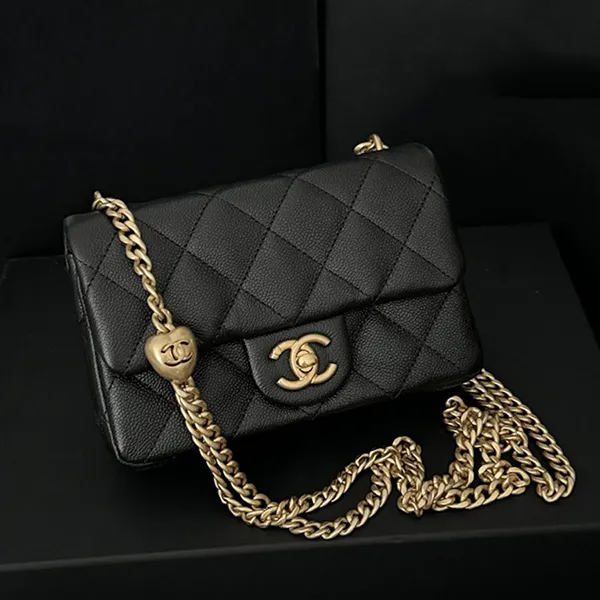 Túi Đeo Chéo Nữ Chanel 19 Mini Flap Bag Heart Chain Màu Đen
