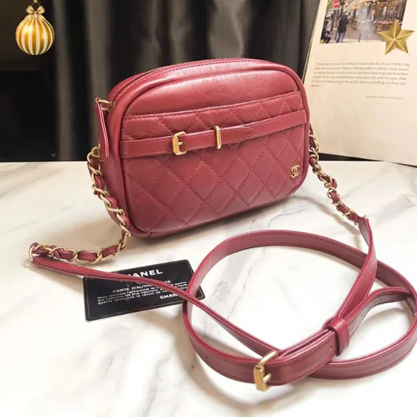 Túi Đeo Chéo Nữ Chanel Buckle Small Handbags Red Màu Đỏ