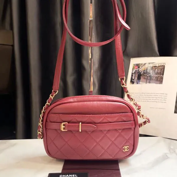 Túi Đeo Chéo Nữ Chanel Buckle Small Handbags Red Màu Đỏ
