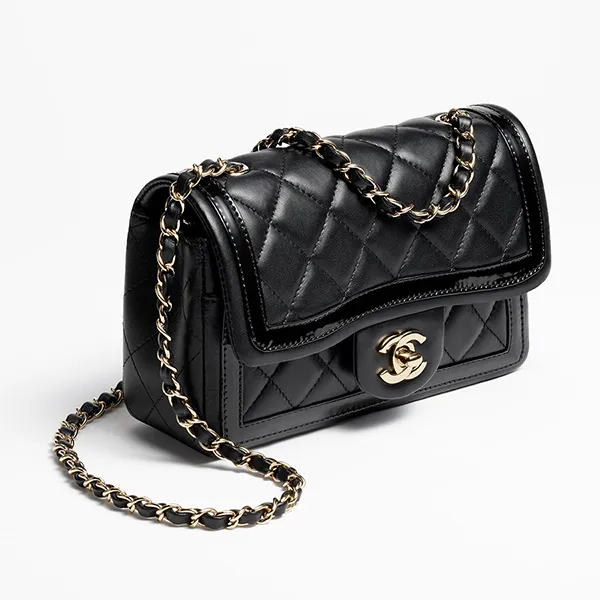 Túi Đeo Chéo Chanel Mini Flap Bag Lambskin Patent Calfskin & Gold Black Màu Đen - Túi xách - Vua Hàng Hiệu