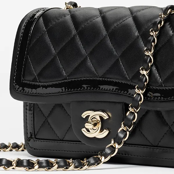 Túi Đeo Chéo Chanel Mini Flap Bag Lambskin Patent Calfskin & Gold Black Màu Đen - Túi xách - Vua Hàng Hiệu