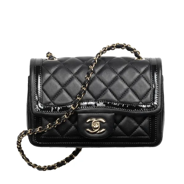 Túi Đeo Chéo Chanel Mini Flap Bag Lambskin Patent Calfskin & Gold Black Màu Đen - Túi xách - Vua Hàng Hiệu