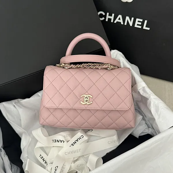 Túi Đeo Chéo Nữ Chanel Small Coco Handle Light Pink Caviar Light Gold Hardware Màu Hồng Nhạt - Túi xách - Vua Hàng Hiệu