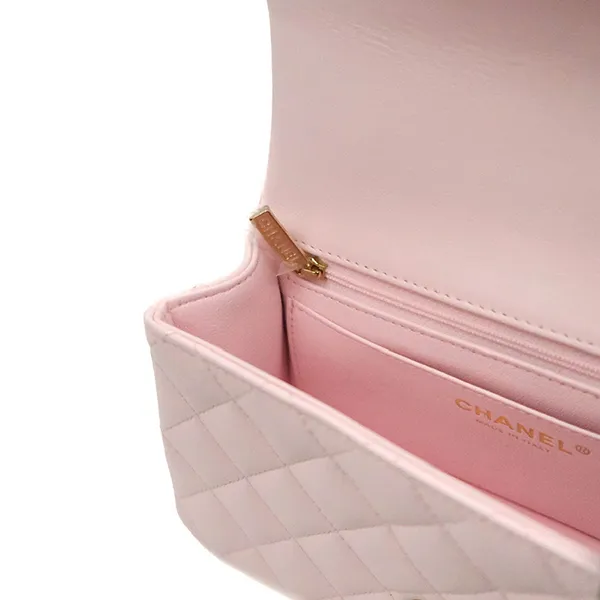 Túi Đeo Chéo Nữ Chanel Mini Flap Bag Light Pink Lambskin Light Gold Hardware Màu Hồng Nhạt