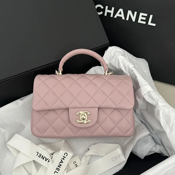 Túi Đeo Chéo Nữ Chanel Mini Flap Bag Light Pink Lambskin Light Gold Hardware Màu Hồng Nhạt