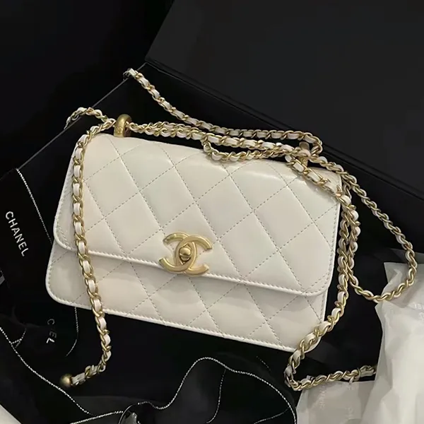 Túi Đeo Chéo Nữ Chanel Mini Flap Bag Màu Trắng