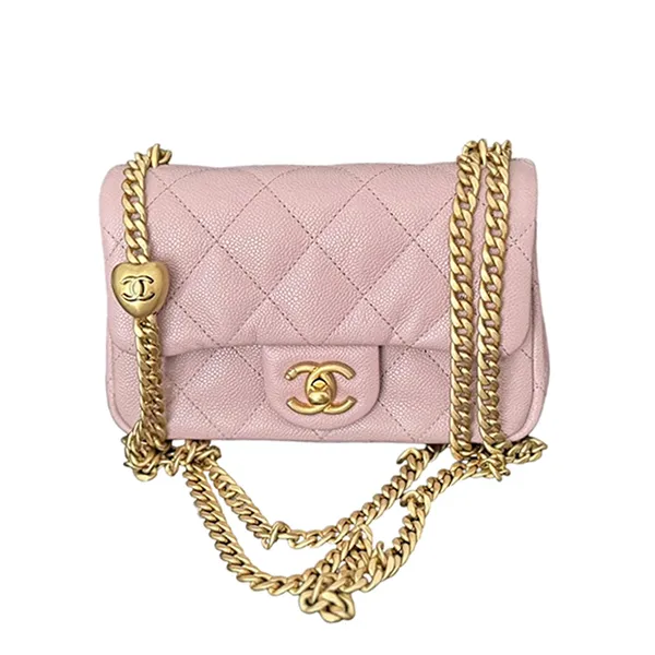 Túi Đeo Chéo Nữ Chanel Sweeheart Mini Flap Bag Light Pink Màu Hồng Nhạt Size 19