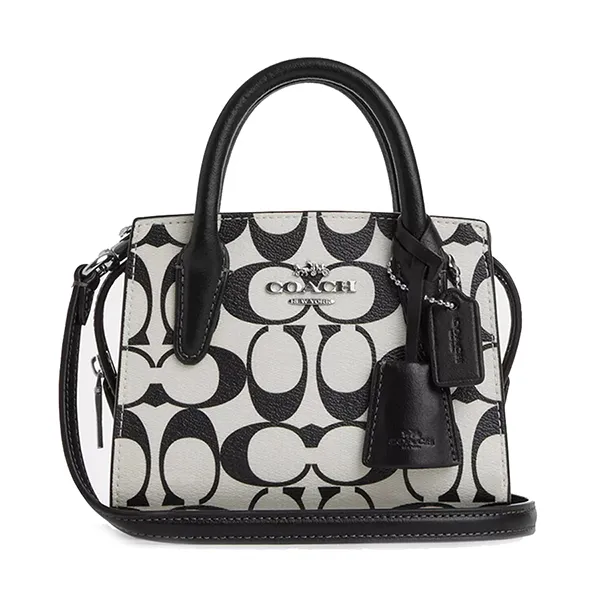 Túi Đeo Chéo Nữ Coach Andrea Mini Carryall In Signature Canvas CO973 Màu Đen Trắng