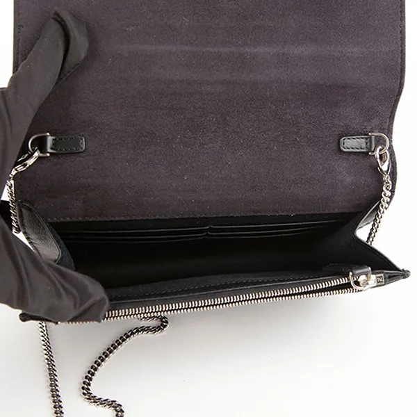 Túi Đeo Chéo Nữ Fendi Woc Black Leather Square Eye Chain Wallet And Crossbag Màu Đen