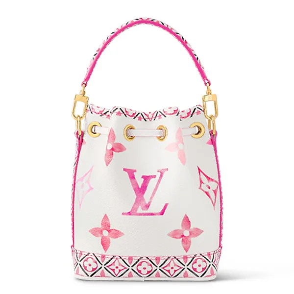 Túi Đeo Chéo Nữ Louis Vuitton LV Nano Noé M82386 Màu Trắng Hồng