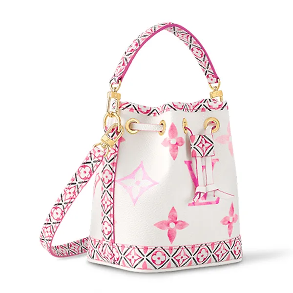 Túi Đeo Chéo Nữ Louis Vuitton LV Nano Noé M82386 Màu Trắng Hồng