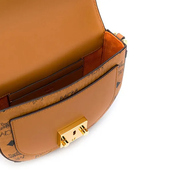 Túi Đeo Chéo Nữ MCM Printed Canvas Mini Patricia Round Crossbody Bag Màu Nâu