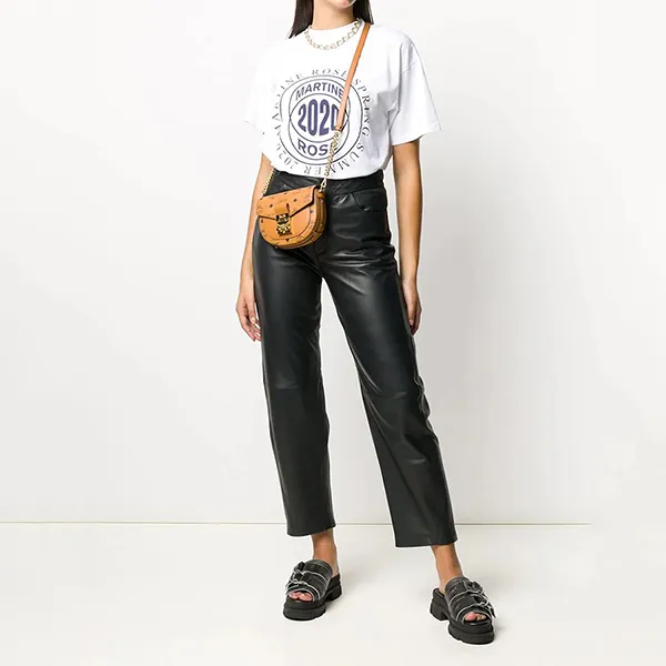 Túi Đeo Chéo Nữ MCM Printed Canvas Mini Patricia Round Crossbody Bag Màu Nâu