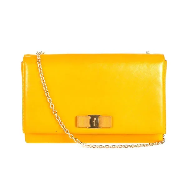 Túi Đeo Chéo Nữ Salvatore Ferragamo Ginny Yellow Bag With Gold Buckle Màu Vàng