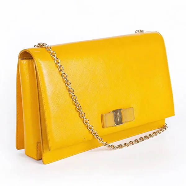 Túi Đeo Chéo Nữ Salvatore Ferragamo Ginny Yellow Bag With Gold Buckle Màu Vàng