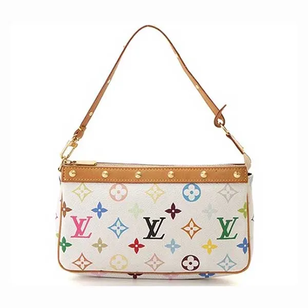 Túi Đeo Vai Nữ Louis Vuitton LV Pochette Accessoire Multi Bronze Màu Trắng Nâu
