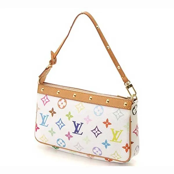 Túi Đeo Vai Nữ Louis Vuitton LV Pochette Accessoire Multi Bronze Màu Trắng Nâu
