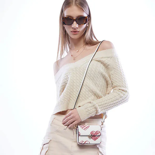 Túi Đeo Vai Nữ Lyn La La Love Shoulder Bags LL24CBF267 Màu Trắng Đỏ - Túi xách - Vua Hàng Hiệu