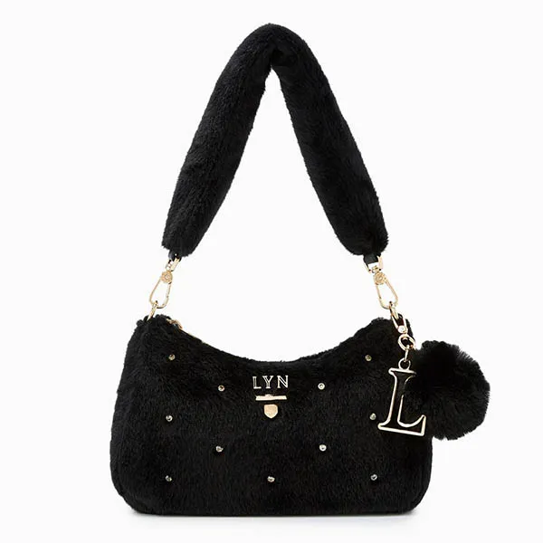 Túi Đeo Vai Nữ Lyn Tricia Fur Shoulder Bags LL24CBF269 Màu Đen